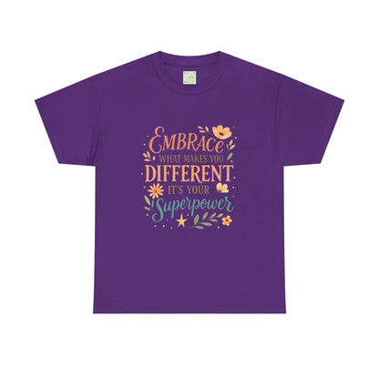 Type 4 Embrace What Makes you Different its your Superpower Tee, Unisex Cotton Shirt for Self-Expression, Gift for Kids, Unique Style Tee