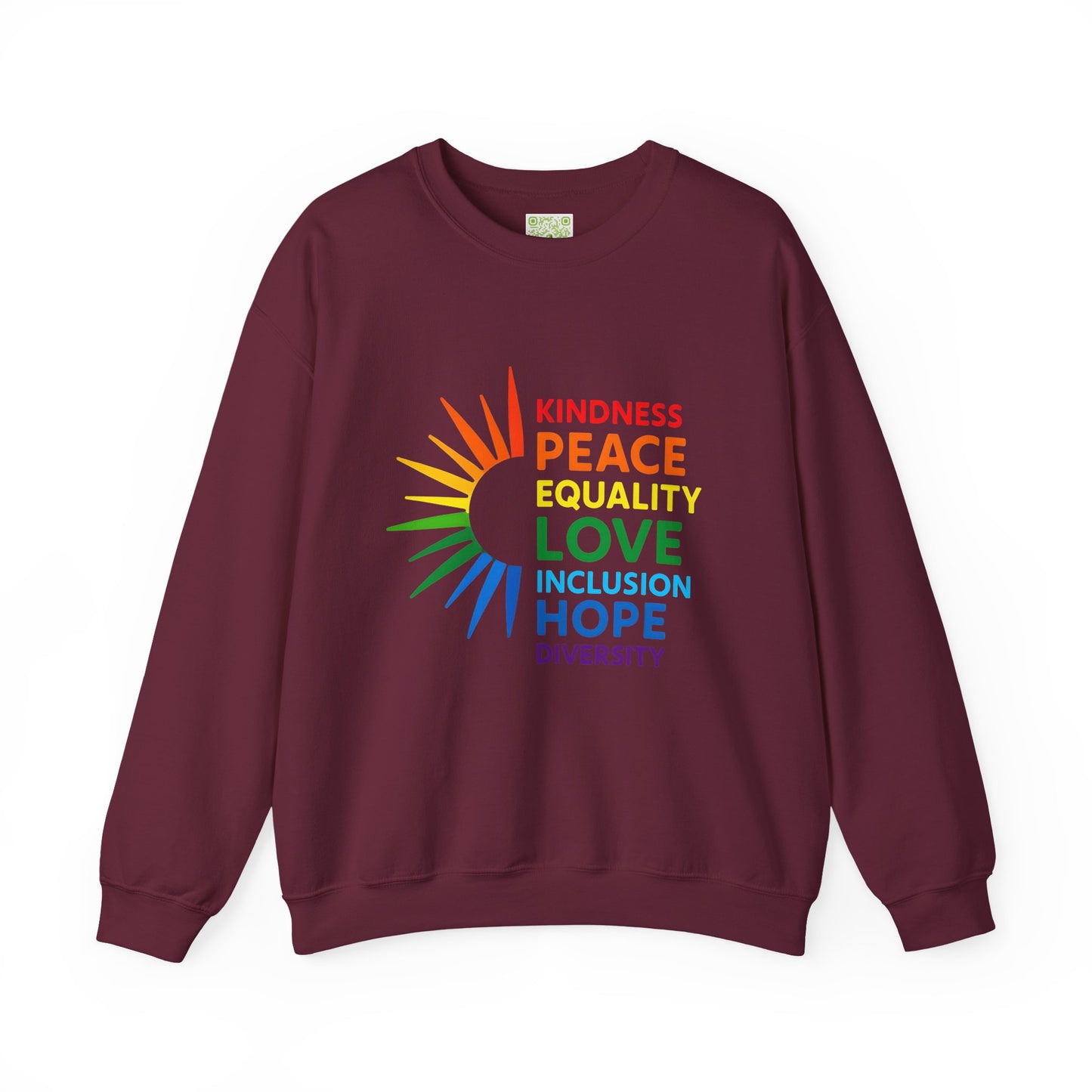 LGBTQ Equality Shirt, Pride Month Crewneck Sweatshirt, Kindness Peace Love Pride Sweater, Rainbow Gay Pride Clothing, Unisex Pride Gift
