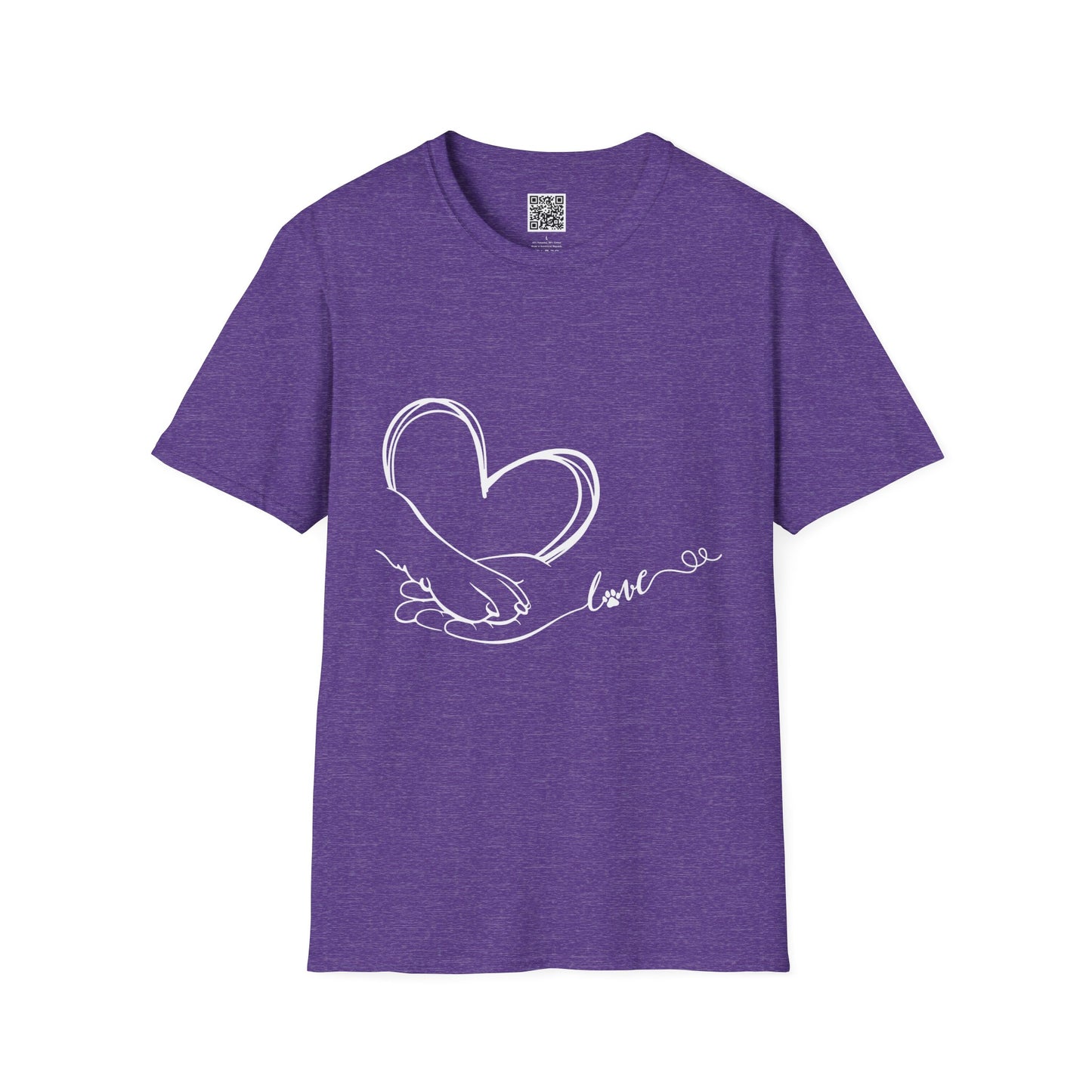 Paw in Hand Love Unisex Softstyle T-Shirt - Hand-Drawn Love Design