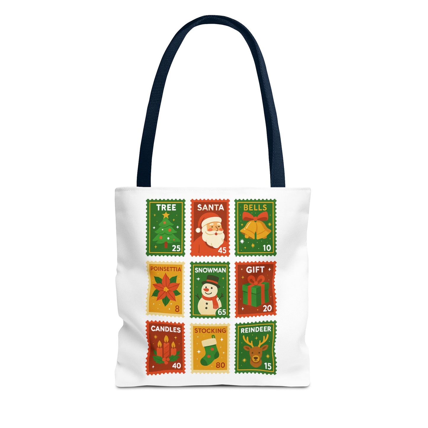 Festive Holiday Stamp Tote Bag, Xmas Gift Bag, Holiday Tote Bag, Custom Christmas Bag, Party Favor Gift Bag, Unique Gift Bag