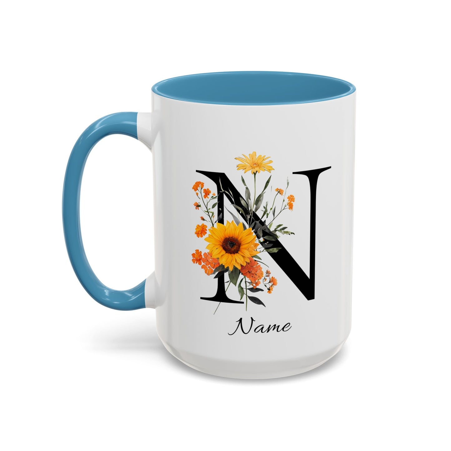 Personalized Floral Monogram - Letter N - Elegant Accent Coffee Mug – Personalized Mothers Day Gift