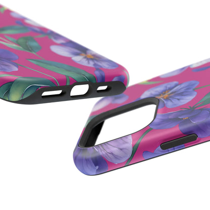 African Violet Floral Magnetic Tough Case, Summer Iphone Case, Wildflower Case, Flower Phone Cover, Stylish Phone Case
