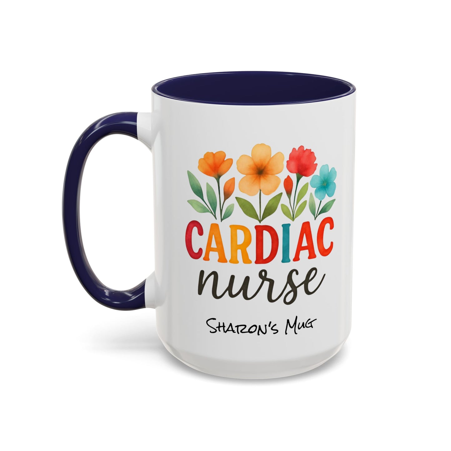 Cardiac Nurse Floral Watercolor Accent Coffee Mug, CVICU Nurse Mug, Cardiac Nurse Gifts, Cardiac ICU Nurse