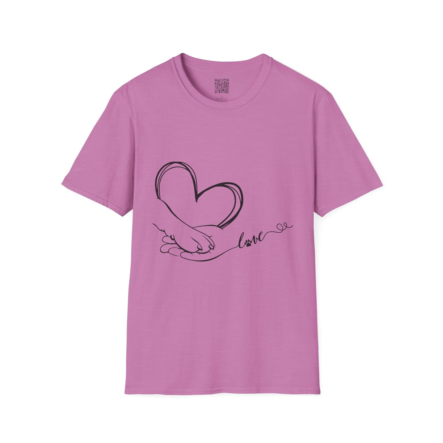 Paw in Hand Love Unisex Softstyle T-Shirt - Hand-Drawn Love Design