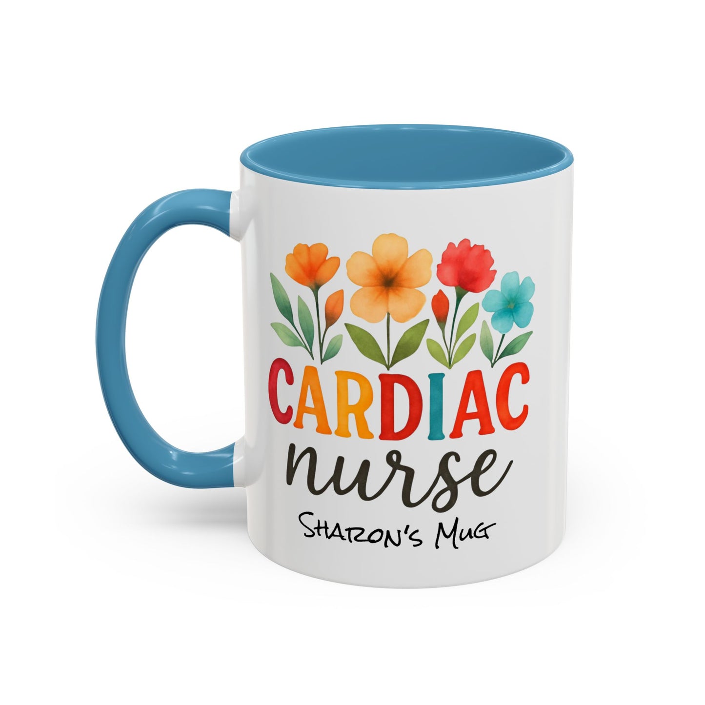 Cardiac Nurse Floral Watercolor Accent Coffee Mug, CVICU Nurse Mug, Cardiac Nurse Gifts, Cardiac ICU Nurse
