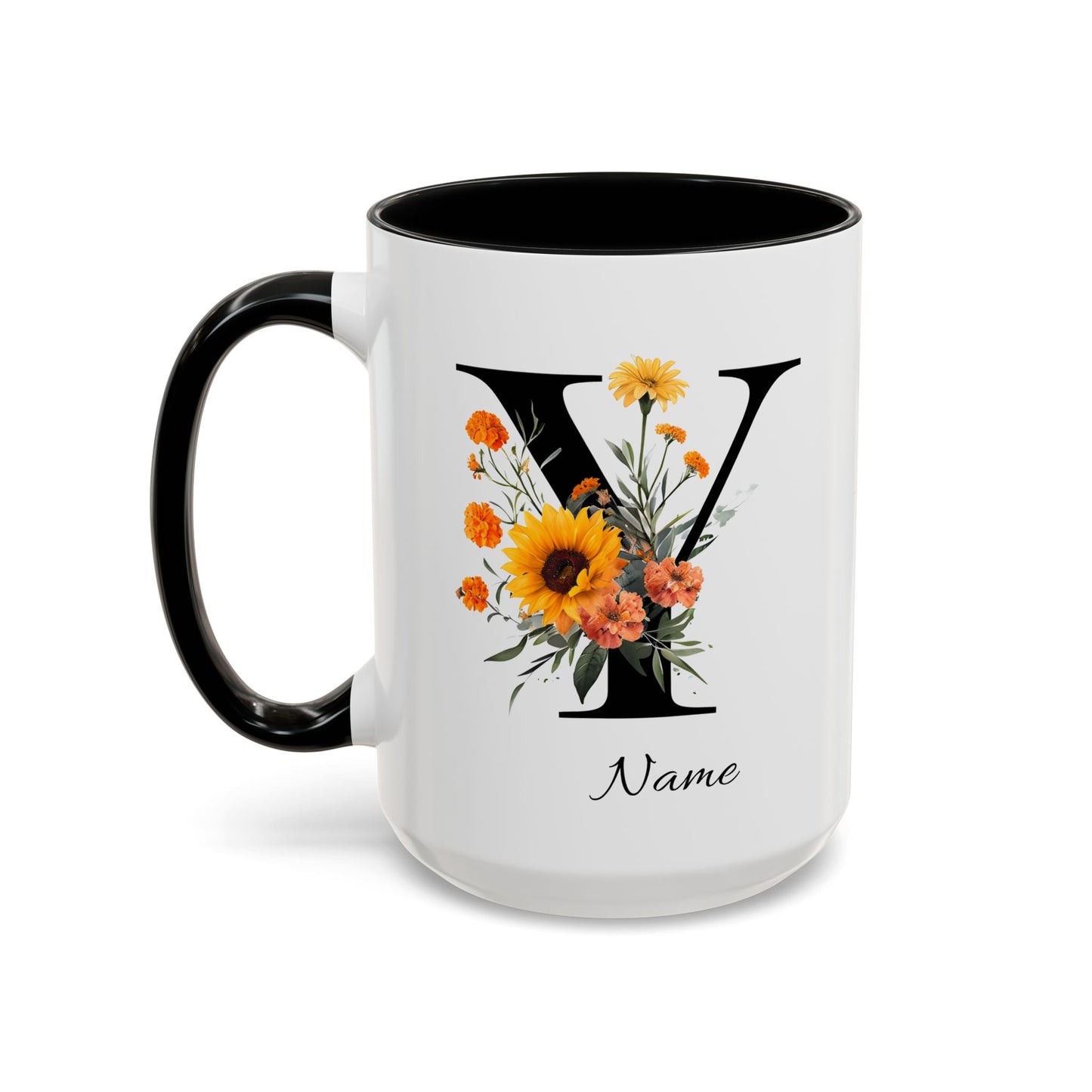 Personalized Floral Monogram - Letter Y - Elegant Accent Coffee Mug – Personalized Mothers Day Gift