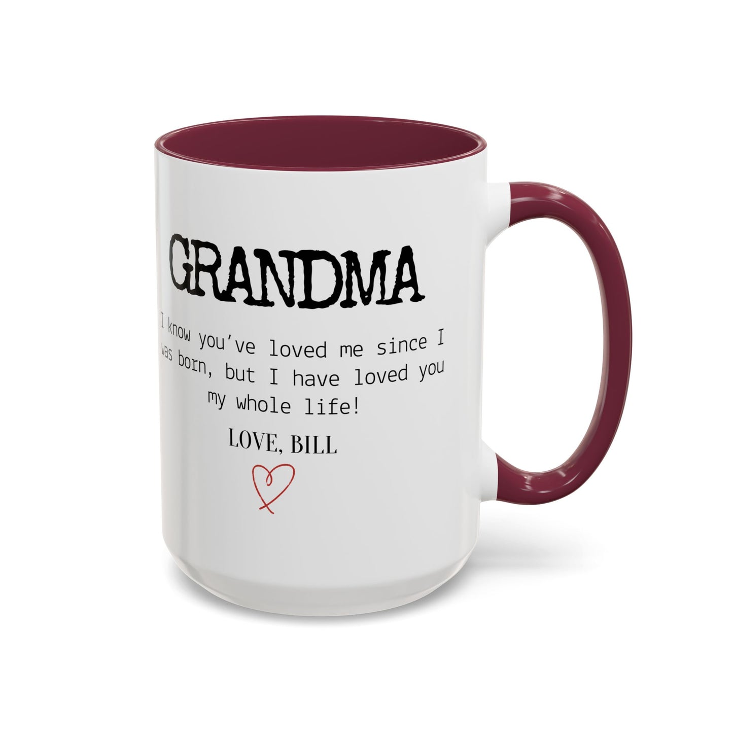 Personalized Grandma Mug, Gift from Grandchild, Custom Message Coffee Cup, Grandma Birthday Gift, Mother’s Day Mug, Sentimental Gift for Grandma