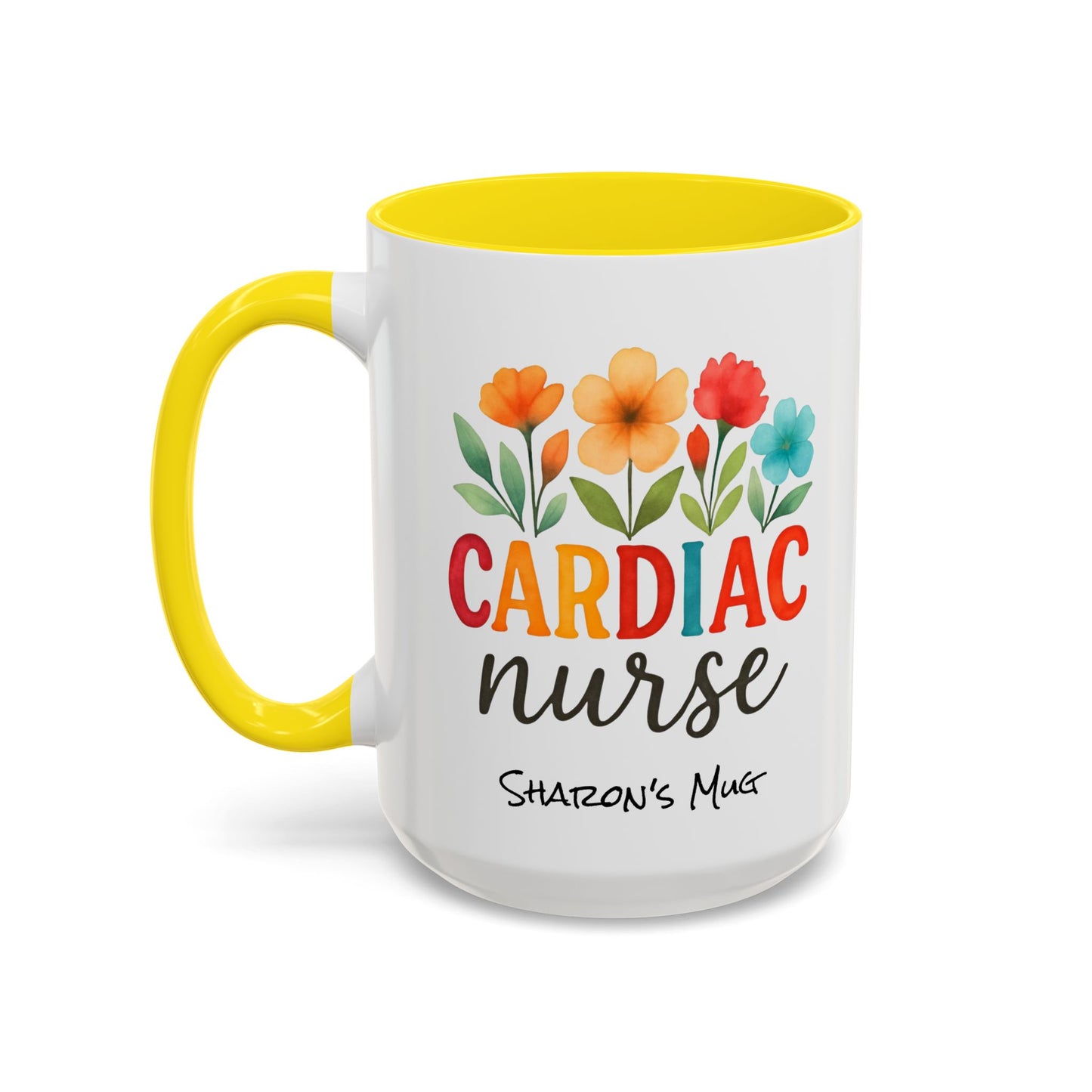 Cardiac Nurse Floral Watercolor Accent Coffee Mug, CVICU Nurse Mug, Cardiac Nurse Gifts, Cardiac ICU Nurse