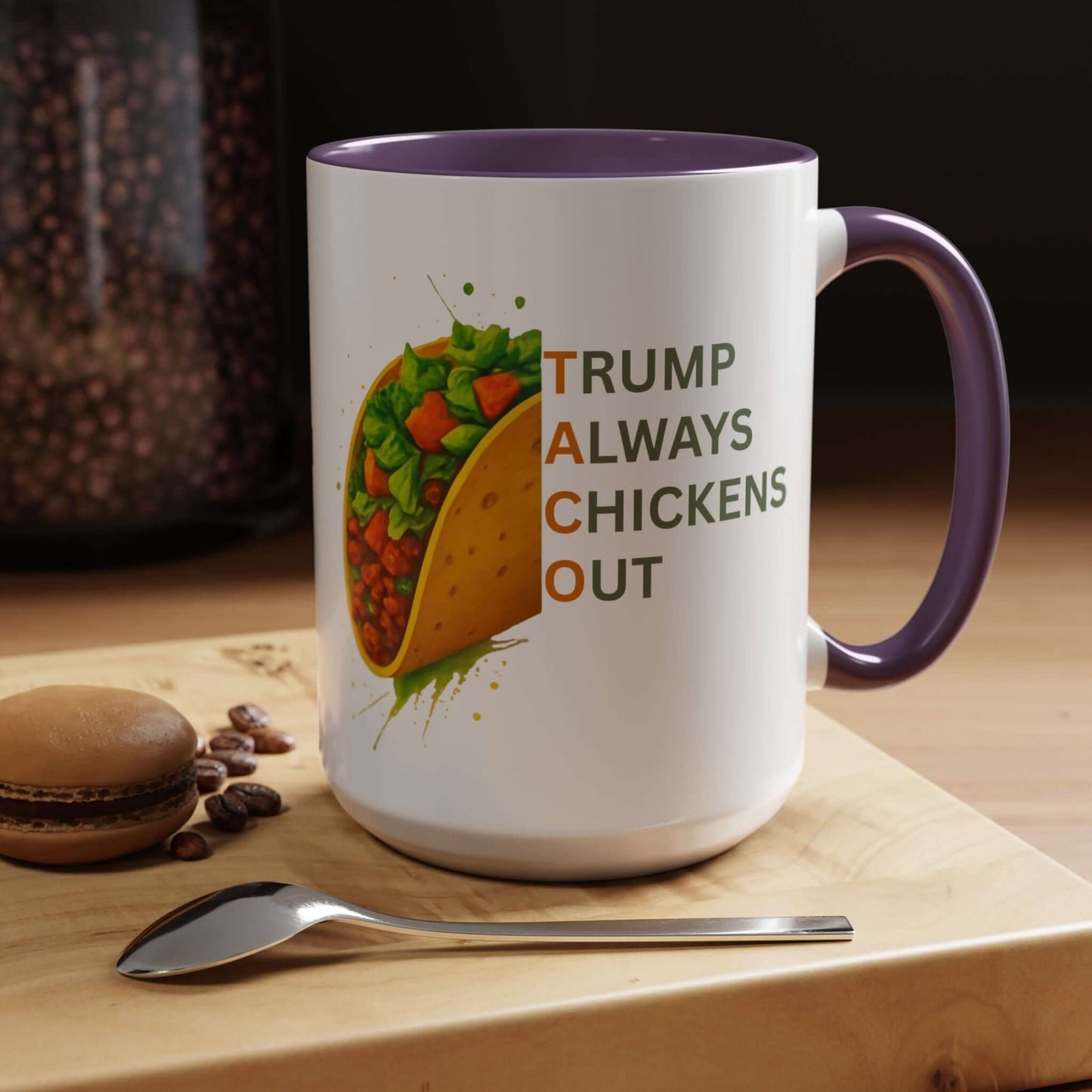 Trump Always Chickens Out TACO Mug, Subtle Anti Trump, Democrat Gift Mug, Funny Liberal Gift, Political Mug