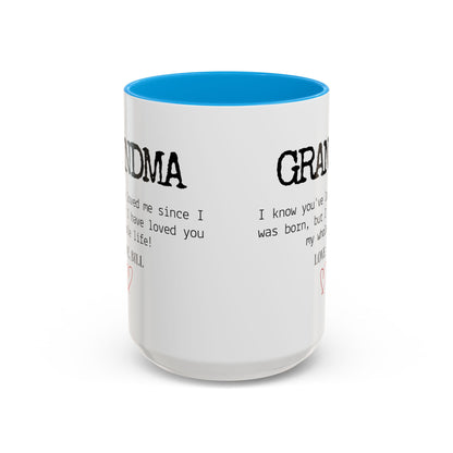 Personalized Grandma Mug, Gift from Grandchild, Custom Message Coffee Cup, Grandma Birthday Gift, Mother’s Day Mug, Sentimental Gift for Grandma