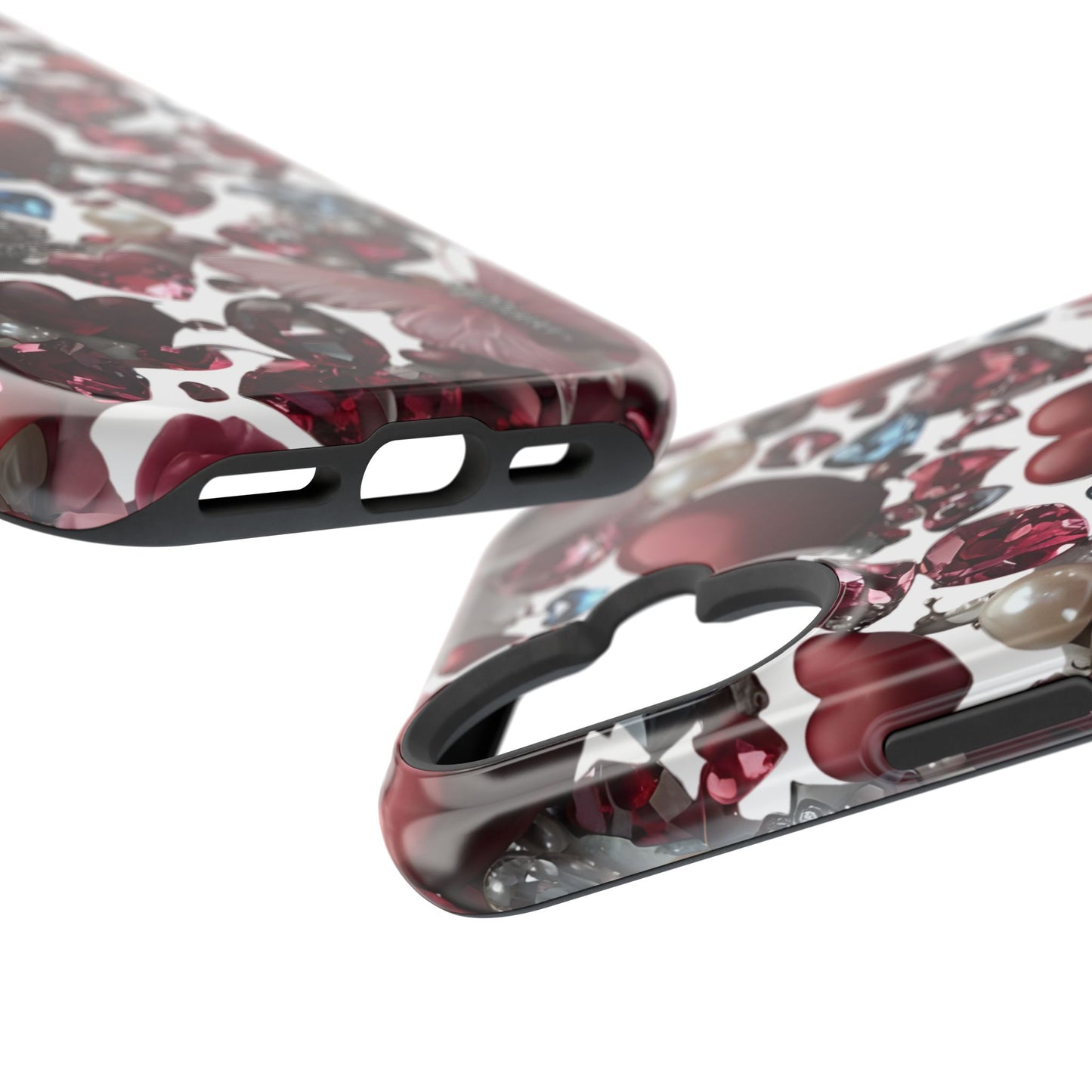 Romantic Floral Hearts Magnetic Tough iPhone Case -  Durable Phone Case for Gifts, Valentine's Day, Birthday, Anniversary, Cute Accessories