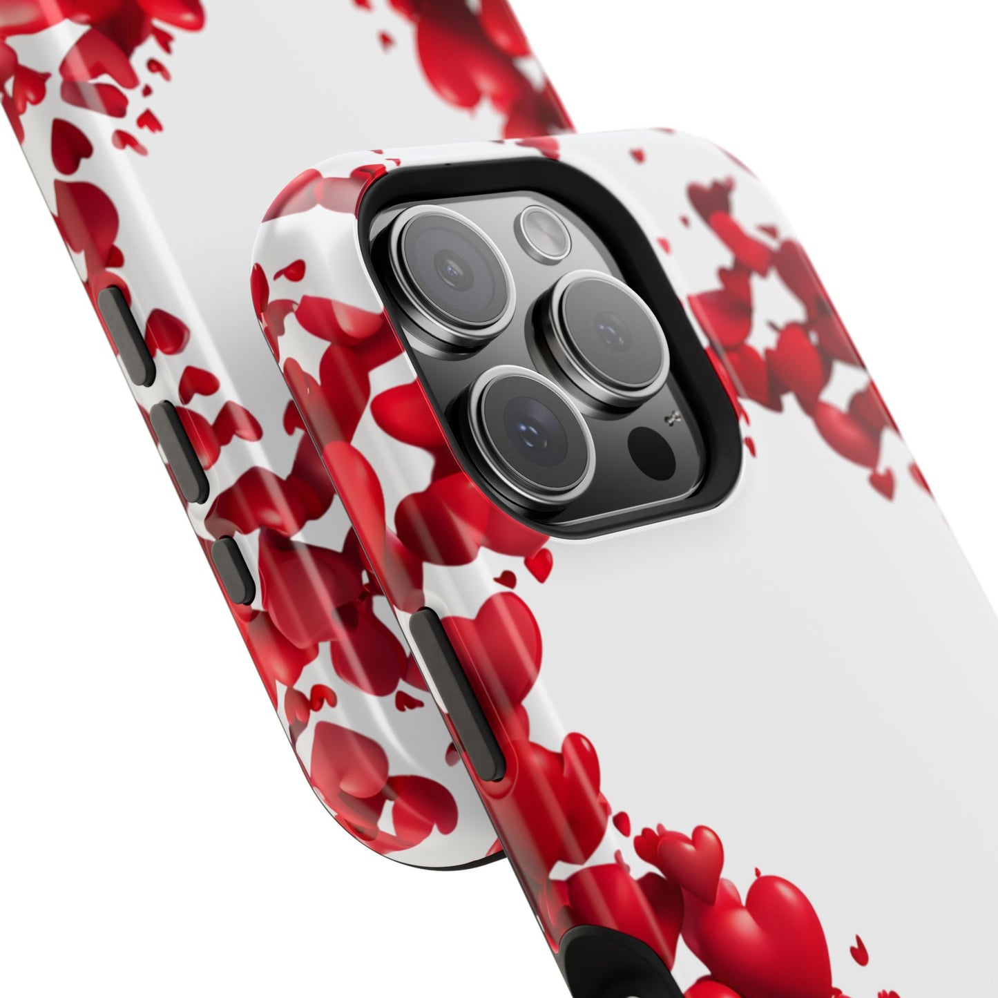 Heart-Shaped Heart Motif Magnetic Tough iPhone Case, Love Themed Phone Cover, Valentine's Day Gift,  Romantic Phone Case