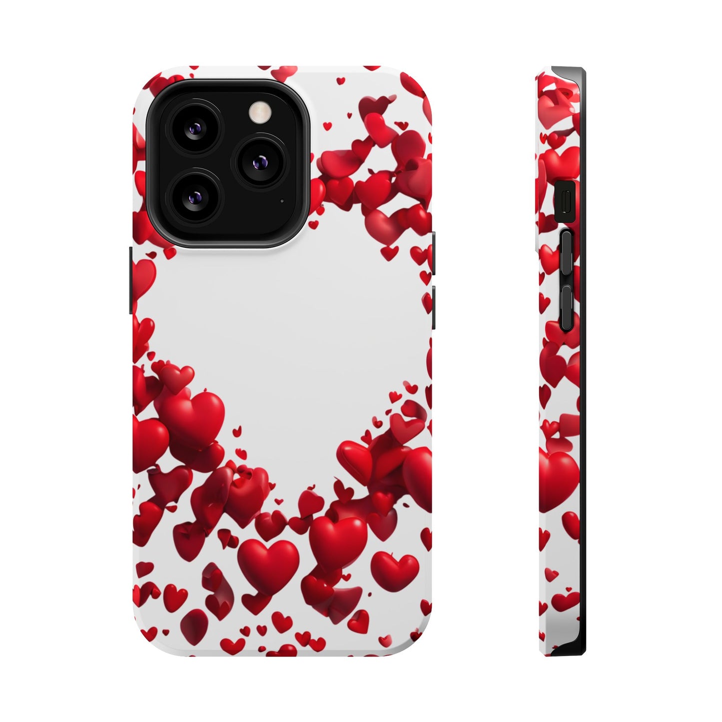 Heart-Shaped Heart Motif Magnetic Tough iPhone Case, Love Themed Phone Cover, Valentine's Day Gift,  Romantic Phone Case