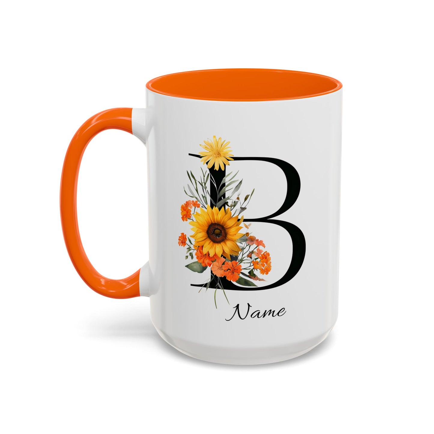 Personalized Floral Monogram - Letter B - Elegant Accent Coffee Mug – Personalized Mothers Day Gift