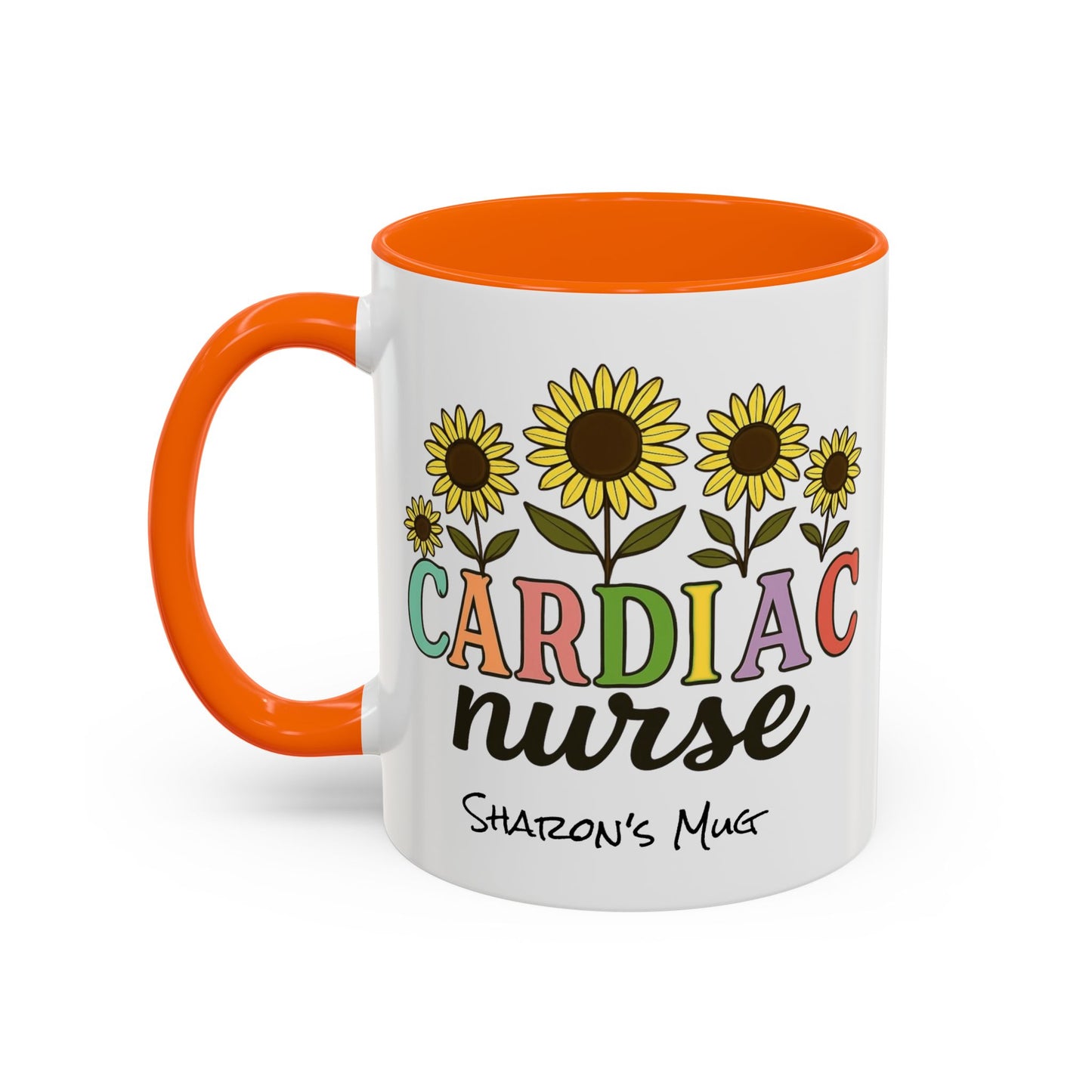 Cardiac Nurse Sunflower Accent Coffee Mug, CVICU Nurse Mug, Cardiac Nursing Grad Gift, Cardiac ICU Nurse, Cardiology RN NP