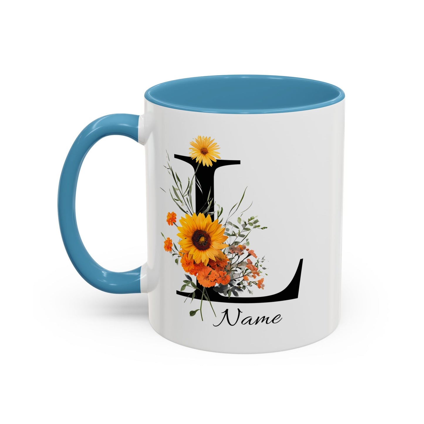 Personalized Floral Monogram - Letter L - Elegant Accent Coffee Mug – Personalized Mothers Day Gift