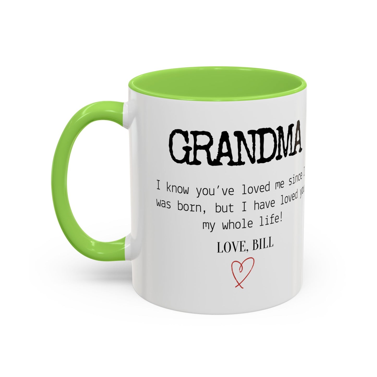 Personalized Grandma Mug, Gift from Grandchild, Custom Message Coffee Cup, Grandma Birthday Gift, Mother’s Day Mug, Sentimental Gift for Grandma