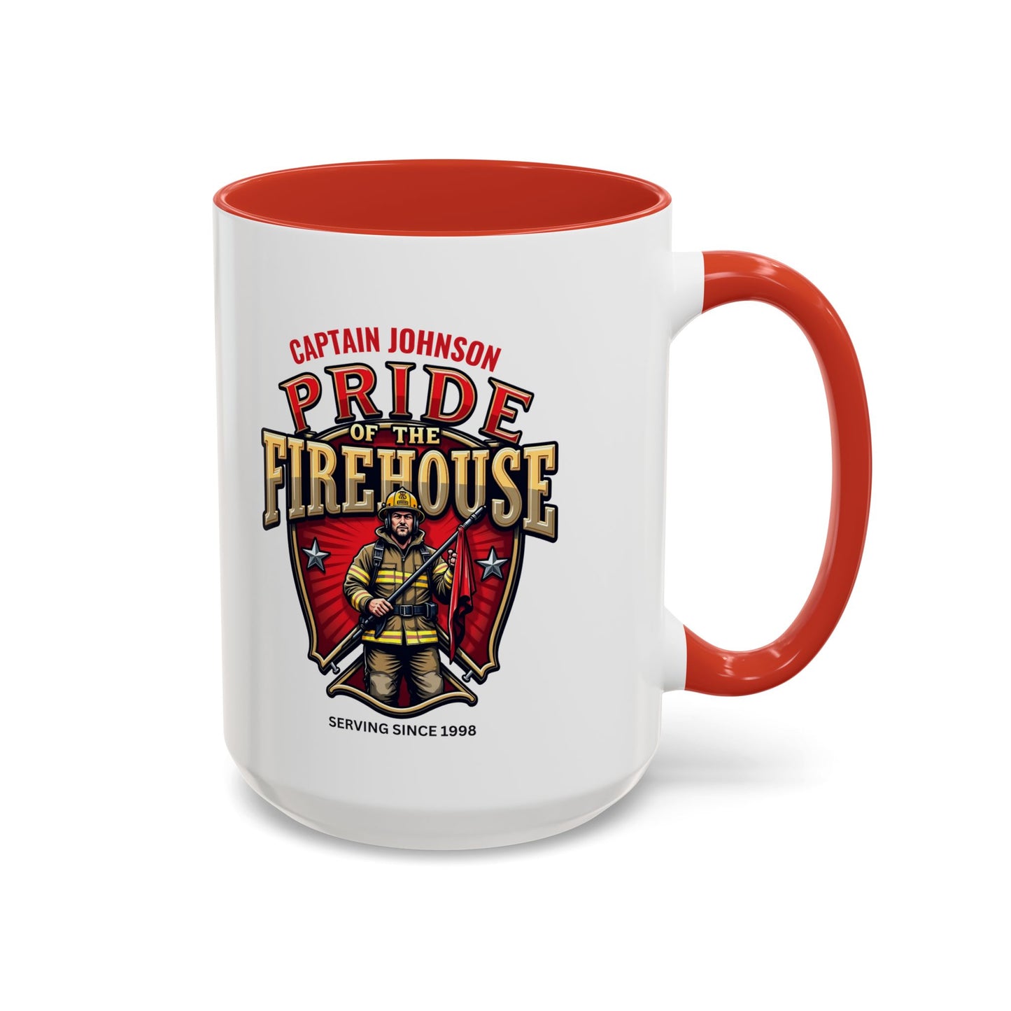 Personalized Pride of the Firehouse Shield Mug, Fire Department, Fire Fighter Gift, Firefighter Mug, Firefighter Dad Gift