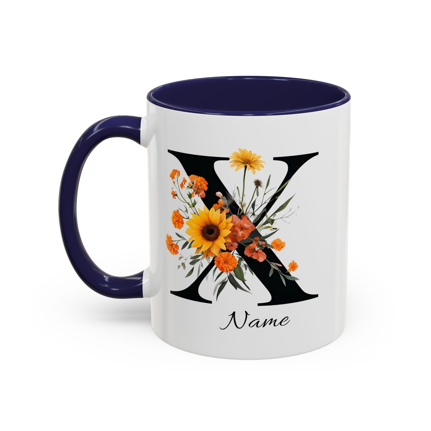 Personalized Floral Monogram - Letter X - Elegant Accent Coffee Mug – Personalized Mothers Day Gift