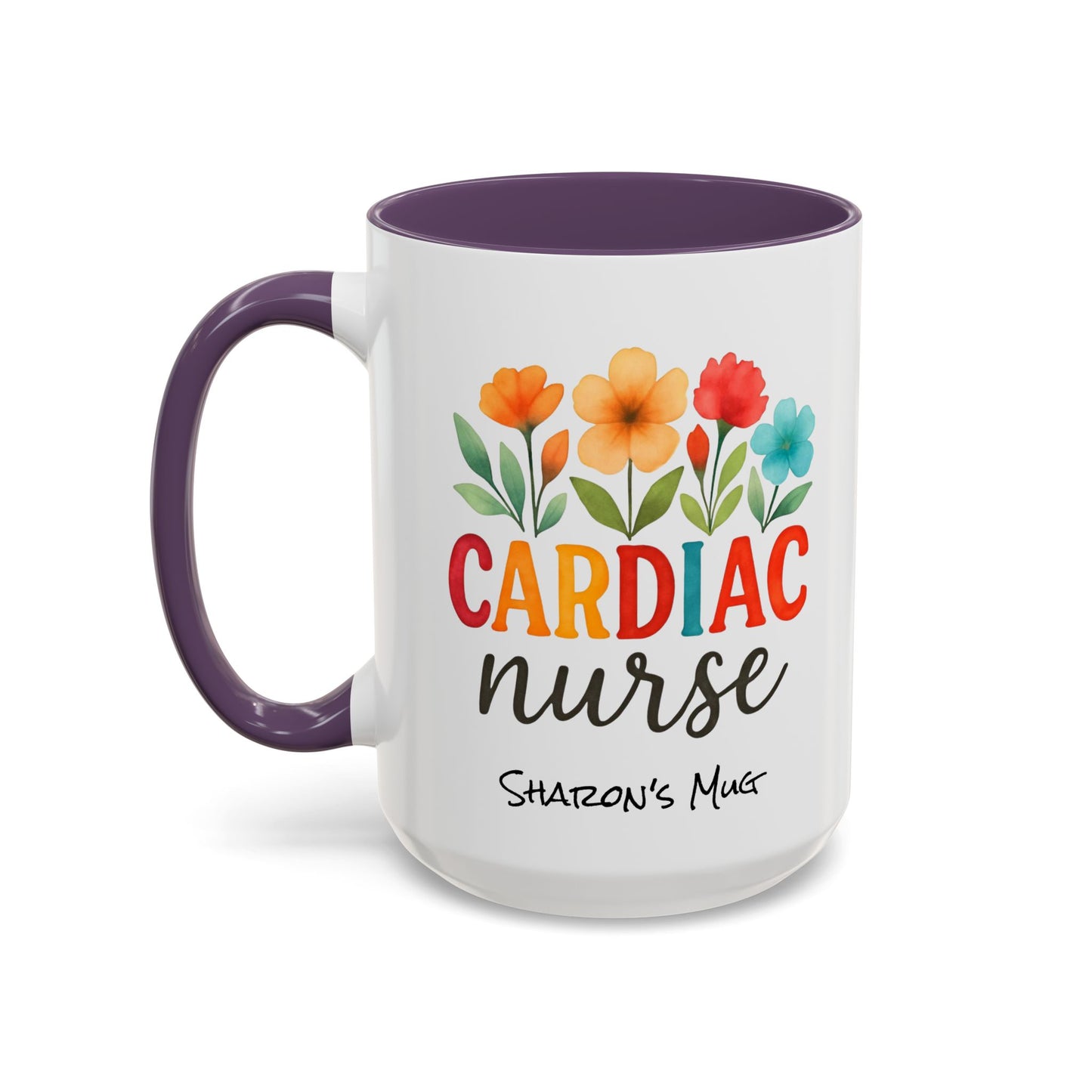 Cardiac Nurse Floral Watercolor Accent Coffee Mug, CVICU Nurse Mug, Cardiac Nurse Gifts, Cardiac ICU Nurse
