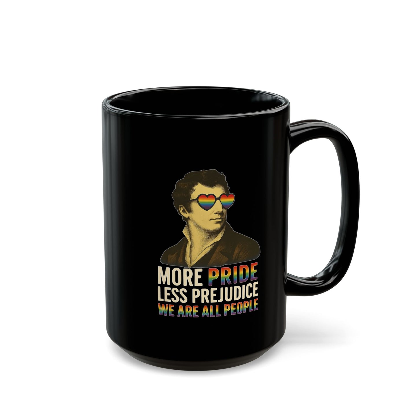 Pride Month Black Mug, More Pride Less Prejudice, 11oz & 15oz, LGBT Mug, Equal Rights Mug, Bisexual Queer Mug
