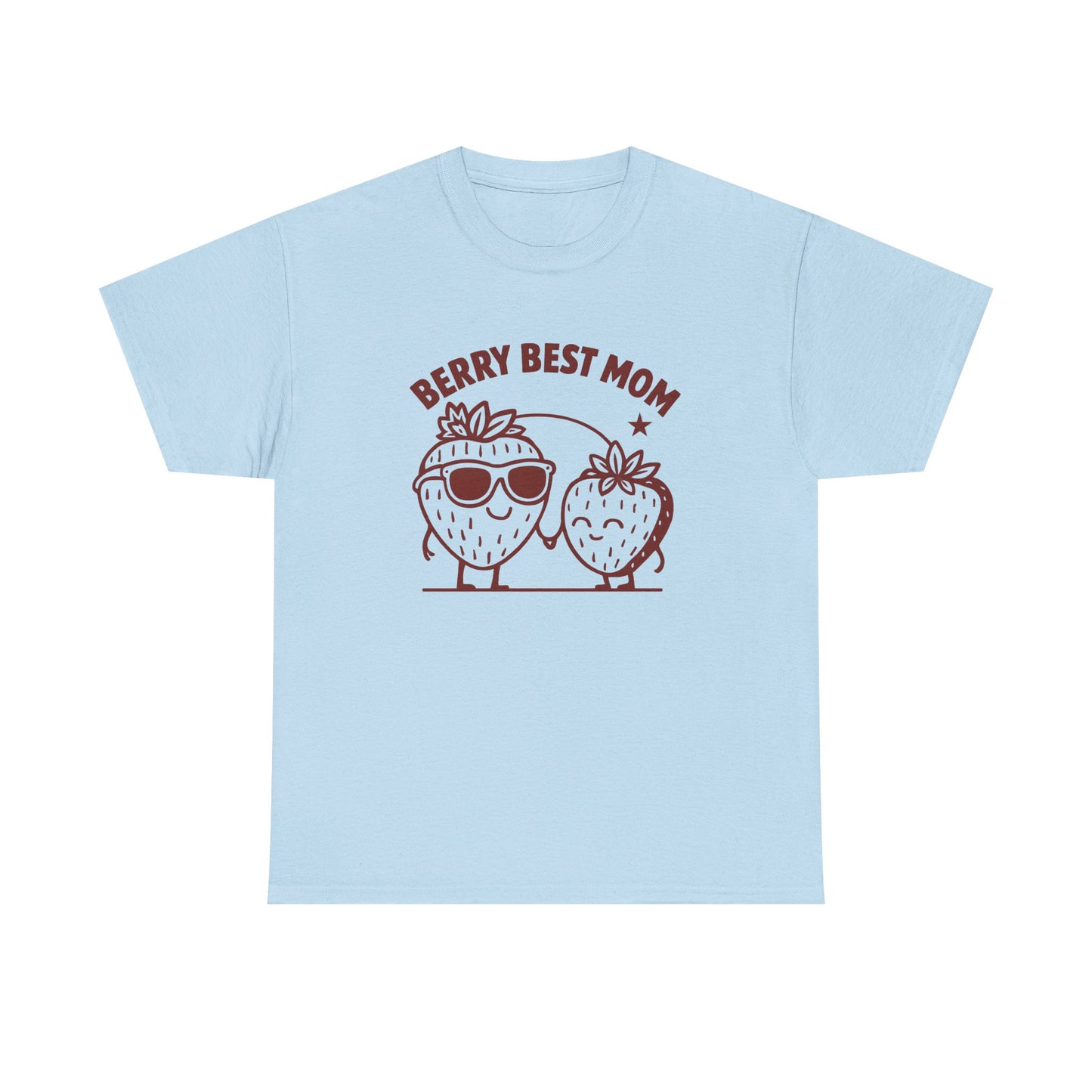 Berry Best Mom Heavy Cotton Tee, Cute Strawberry Design, Strawberry Shirt, 1st Mothers Day, Gifts for New Mom