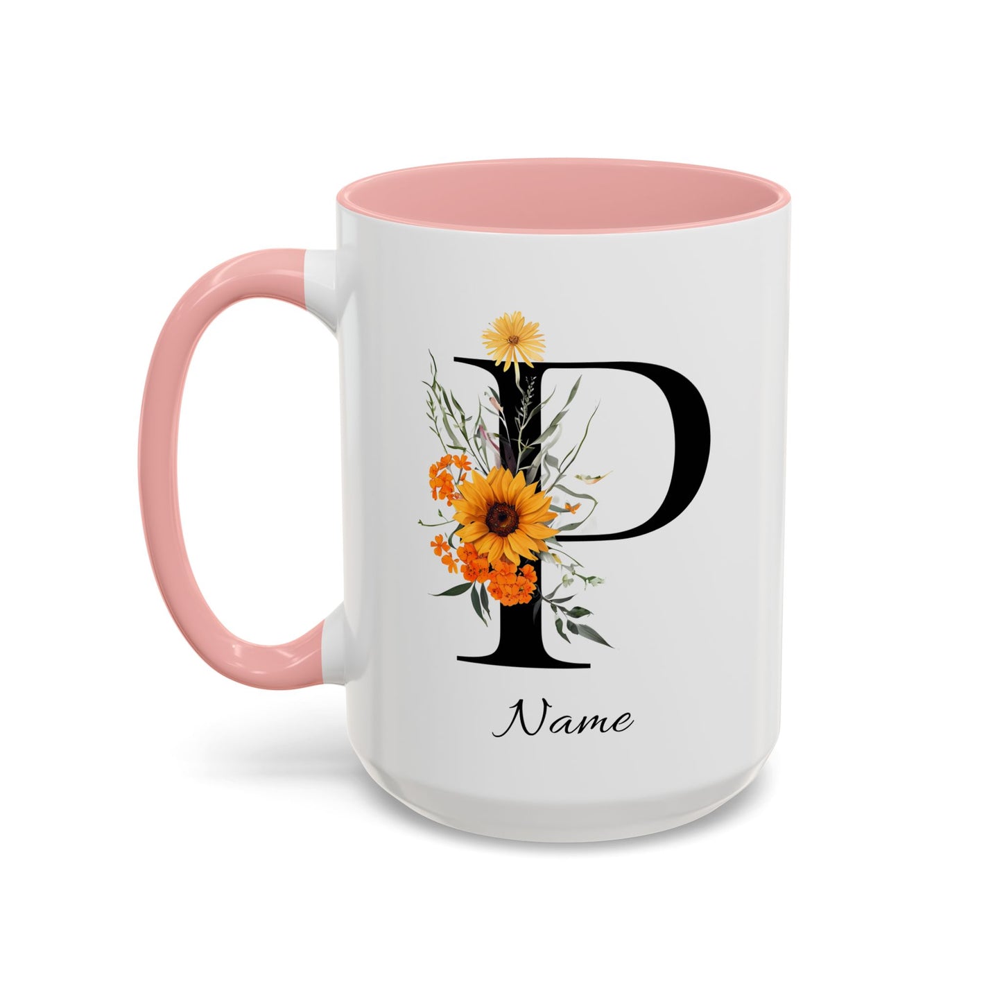 Personalized Floral Monogram - Letter P - Elegant Accent Coffee Mug – Personalized Mothers Day Gift