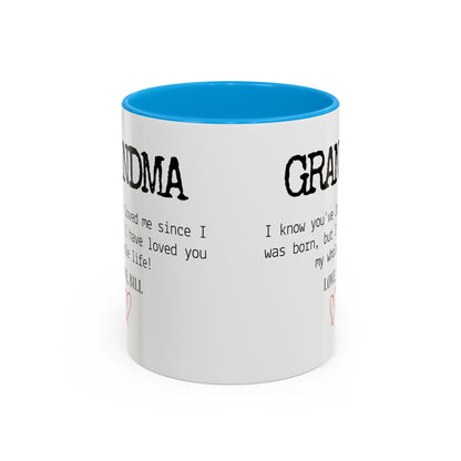 Personalized Grandma Mug, Gift from Grandchild, Custom Message Coffee Cup, Grandma Birthday Gift, Mother’s Day Mug, Sentimental Gift for Grandma