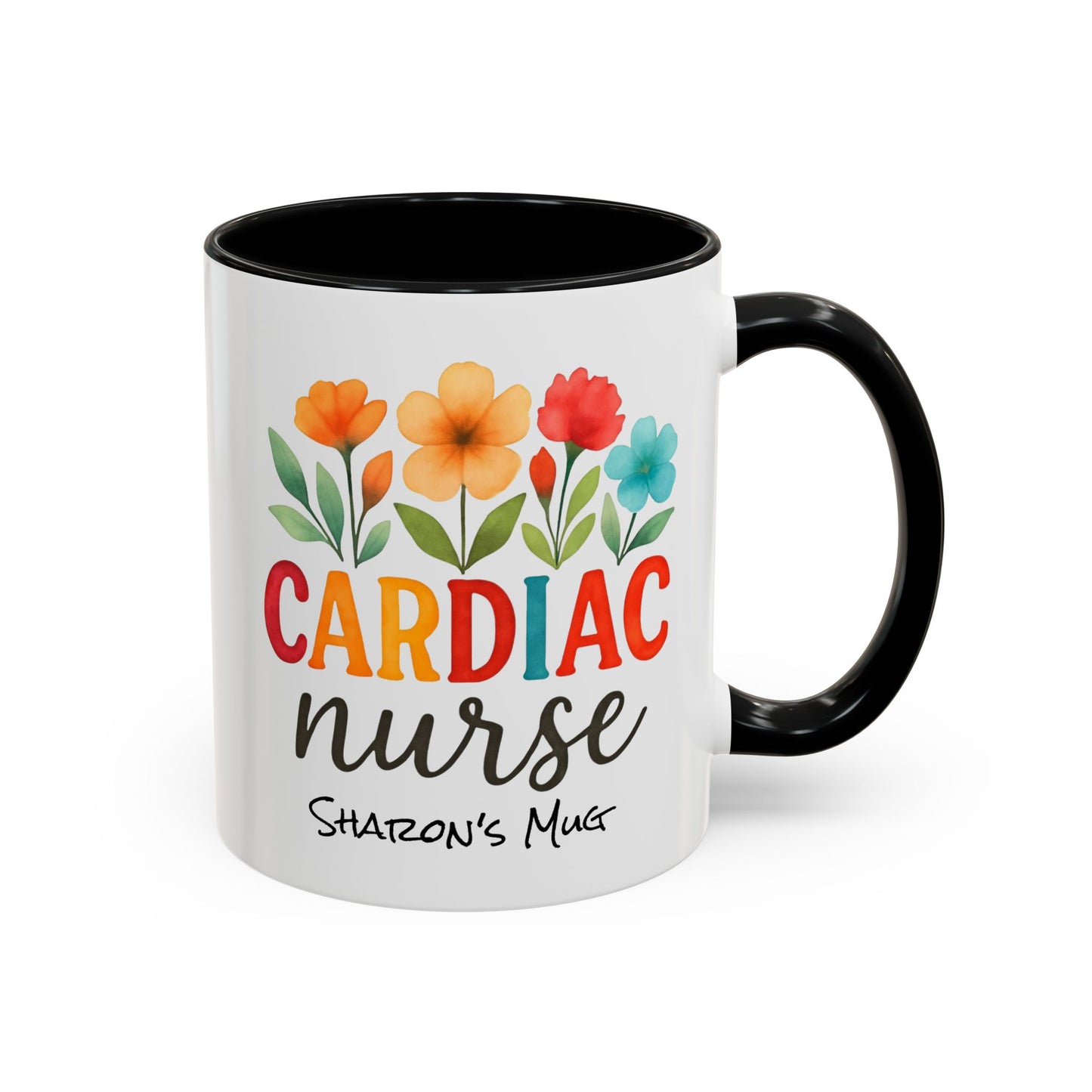 Cardiac Nurse Floral Watercolor Accent Coffee Mug, CVICU Nurse Mug, Cardiac Nurse Gifts, Cardiac ICU Nurse