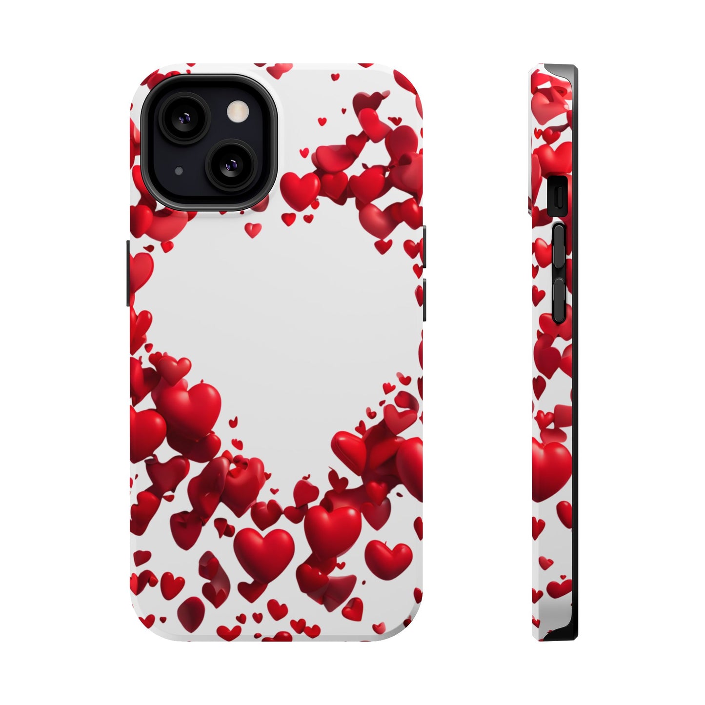 Heart-Shaped Heart Motif Magnetic Tough iPhone Case, Love Themed Phone Cover, Valentine's Day Gift,  Romantic Phone Case