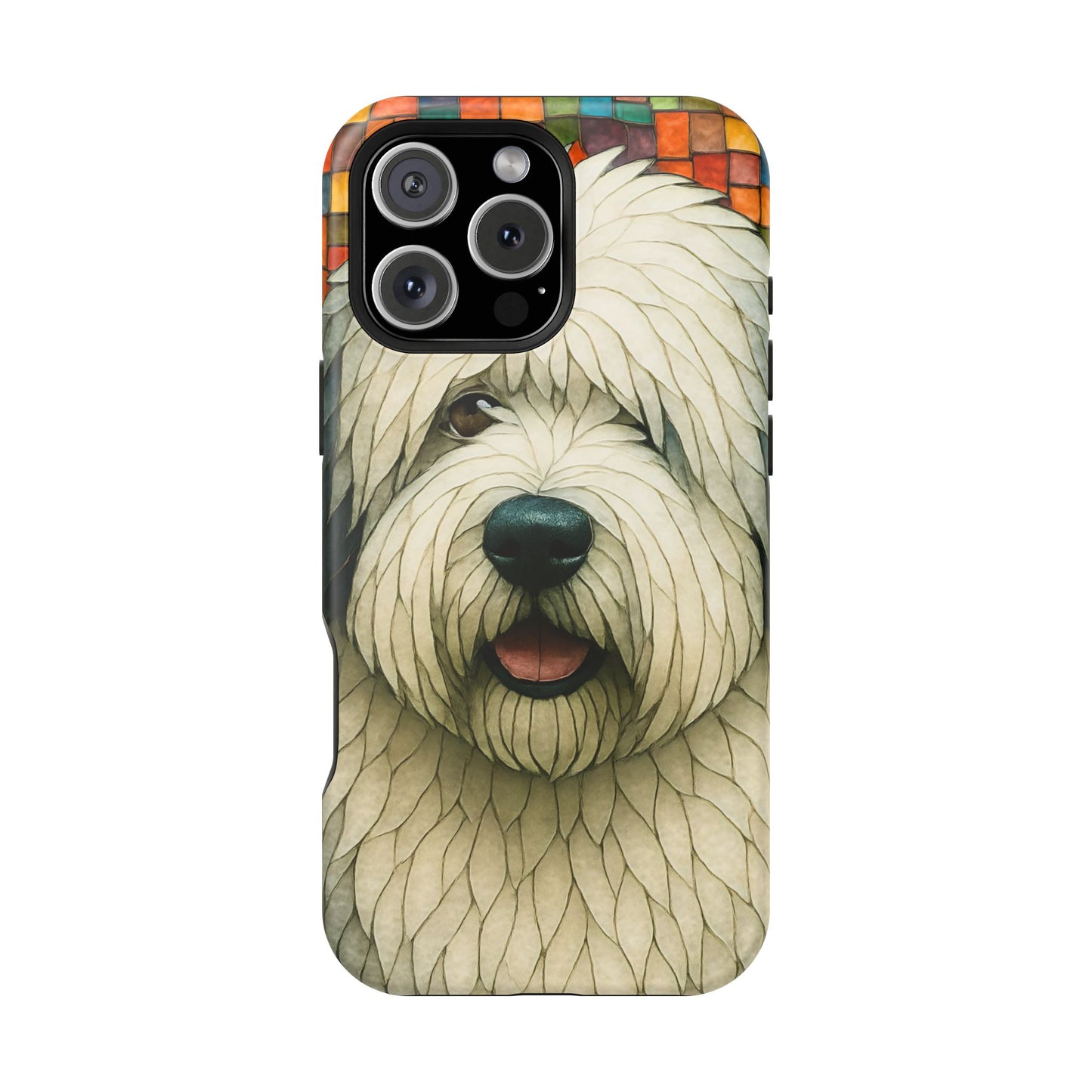 Old English Sheepdog Mosaic Phone Case, English Sheepdog iPhone Case, Dog Phone Case, Dog Lover Gift, Cute Dog Cover