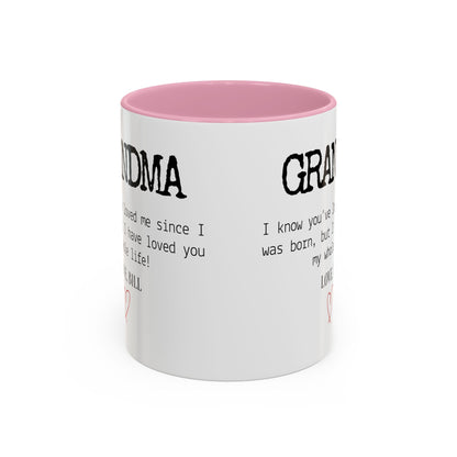 Personalized Grandma Mug, Gift from Grandchild, Custom Message Coffee Cup, Grandma Birthday Gift, Mother’s Day Mug, Sentimental Gift for Grandma