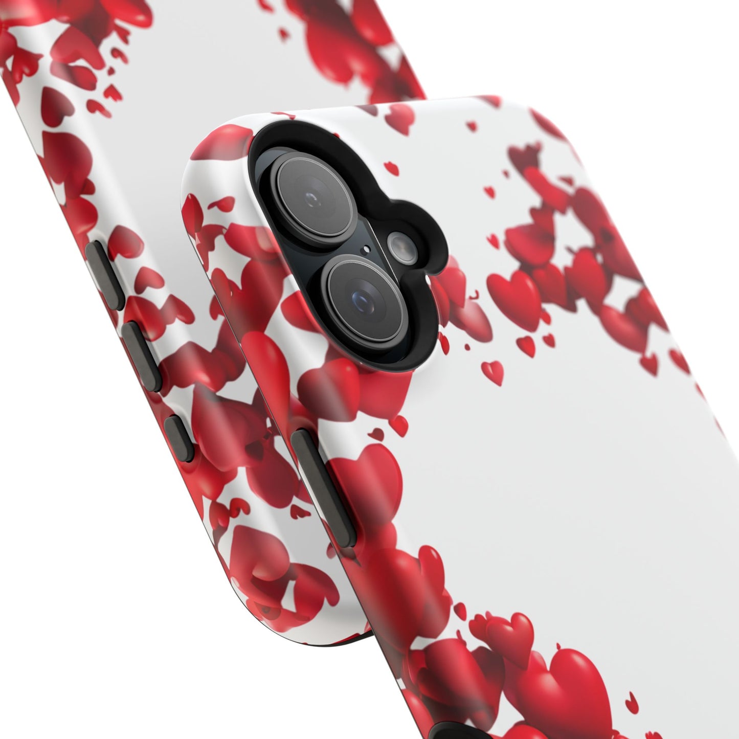 Heart-Shaped Heart Motif Magnetic Tough iPhone Case, Love Themed Phone Cover, Valentine's Day Gift,  Romantic Phone Case