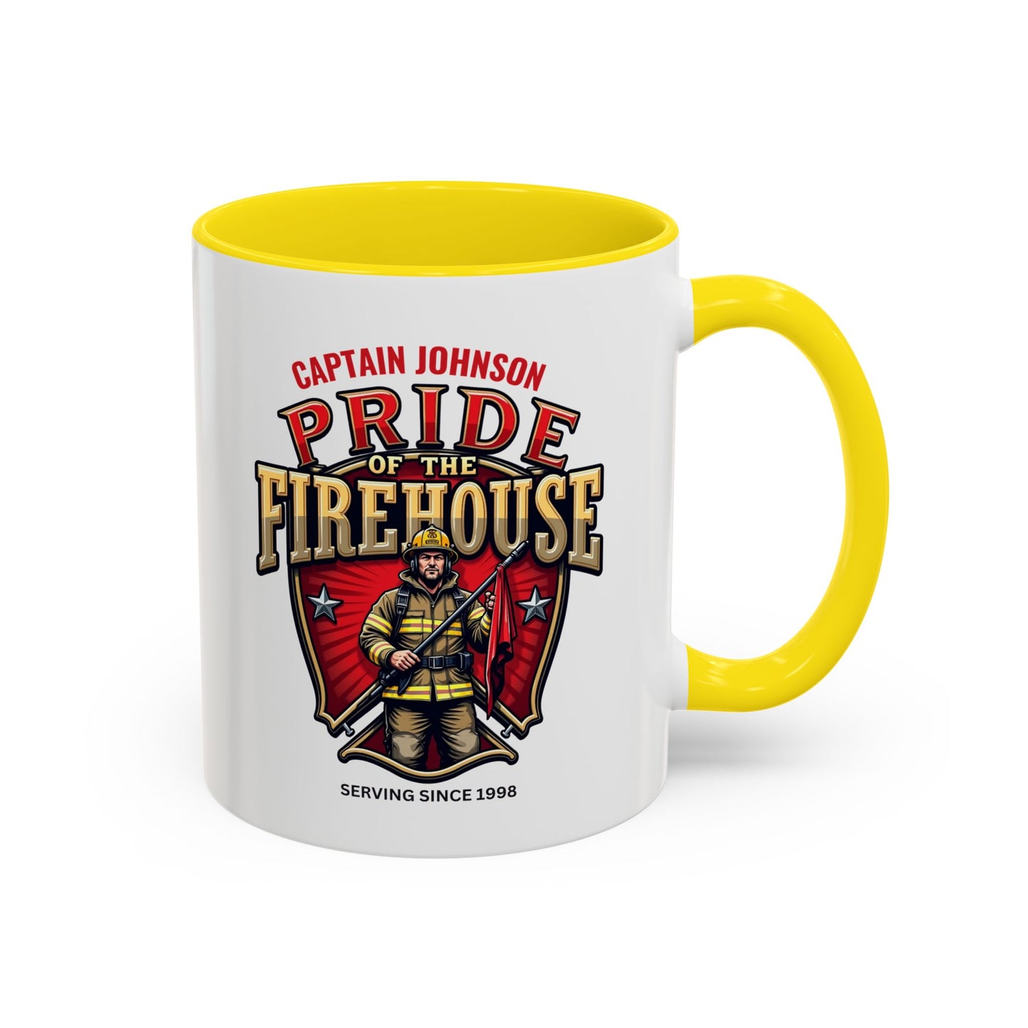 Personalized Pride of the Firehouse Shield Mug, Fire Department, Fire Fighter Gift, Firefighter Mug, Firefighter Dad Gift