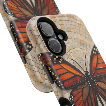 Monarch Butterfly Mosaic iPhone Case, Orange Butterfly Case, Artistic Phone Cover, Trendy iPhone Case, Wireless Charging Cover