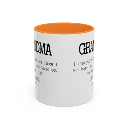 Personalized Grandma Mug, Gift from Grandchild, Custom Message Coffee Cup, Grandma Birthday Gift, Mother’s Day Mug, Sentimental Gift for Grandma