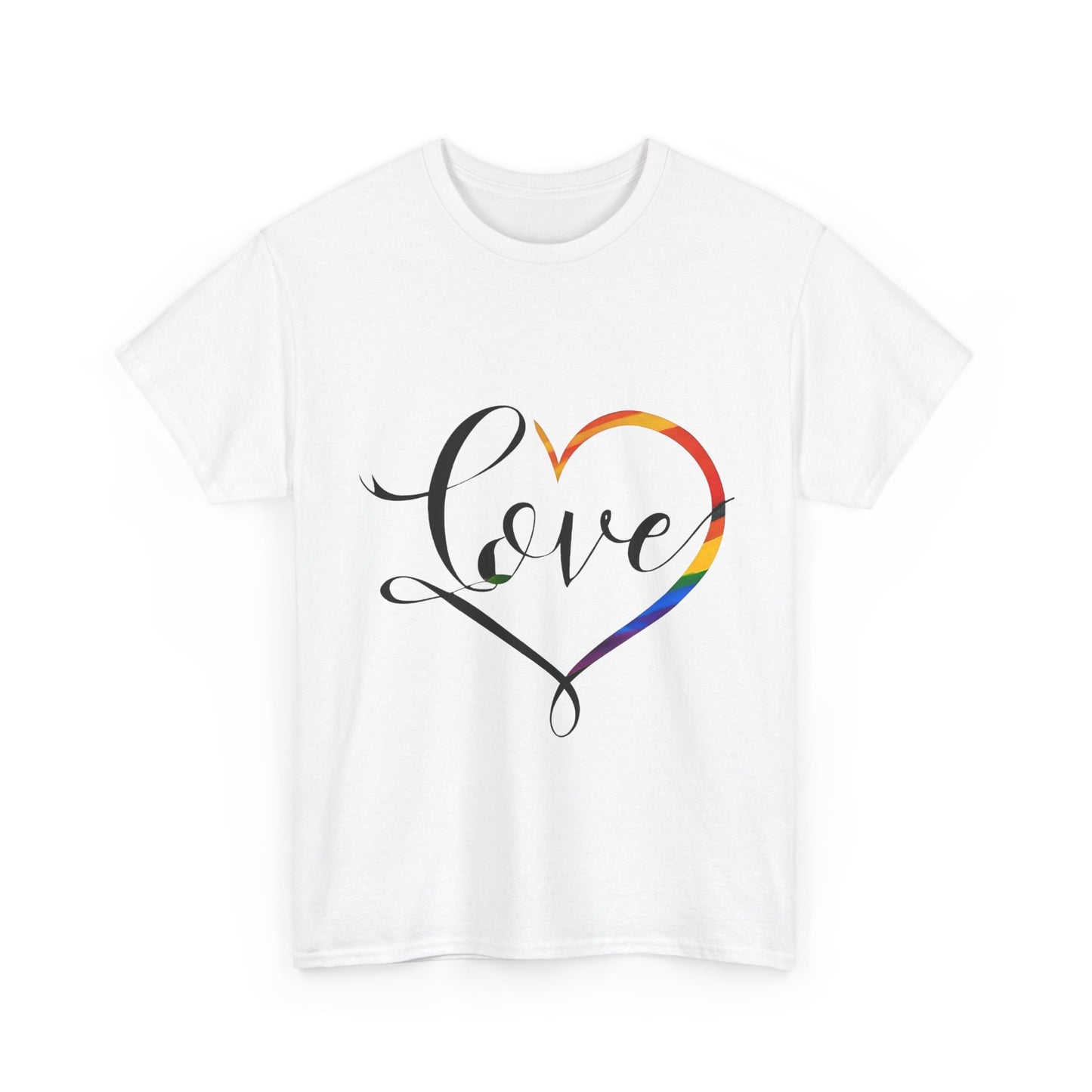 Rainbow Love T-Shirt, Unisex Garment-Dyed Tee, LGBTQ+ Pride Apparel, Gift for Couples, Casual Love T-Shirt