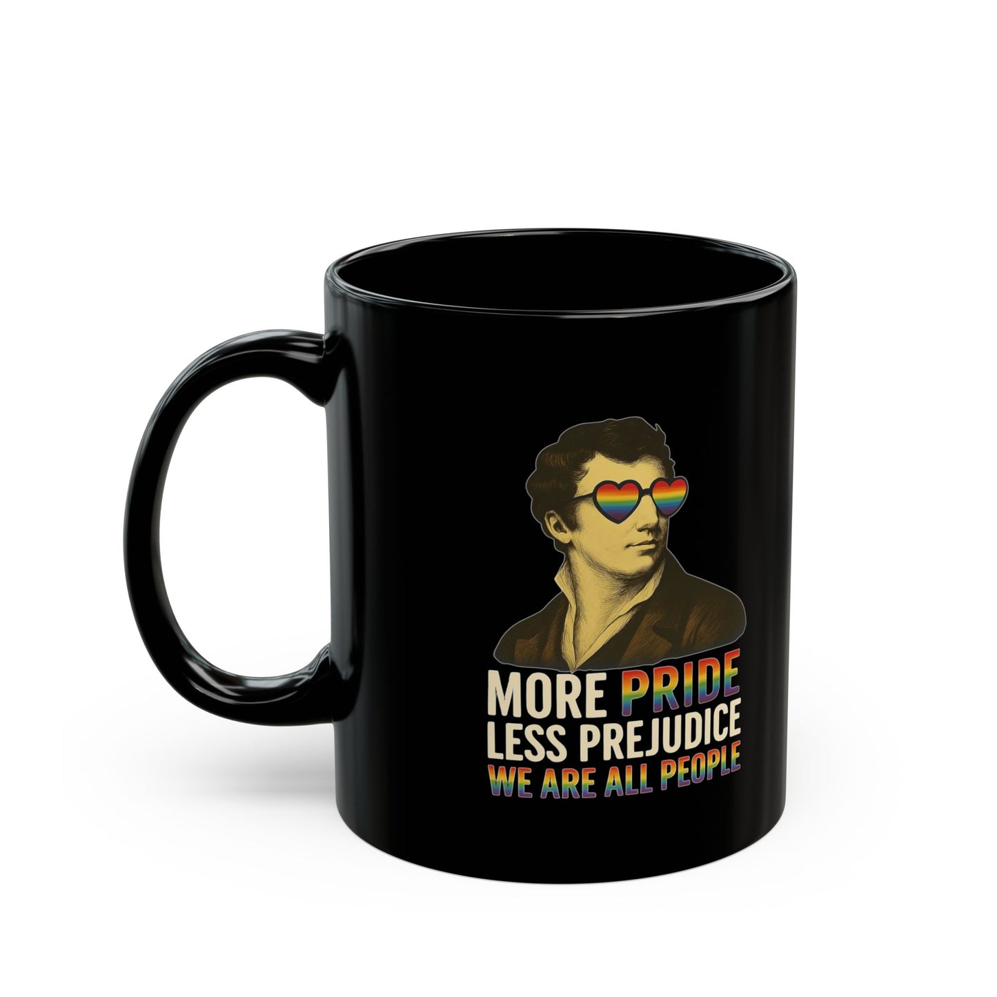 Pride Month Black Mug, More Pride Less Prejudice, 11oz & 15oz, LGBT Mug, Equal Rights Mug, Bisexual Queer Mug