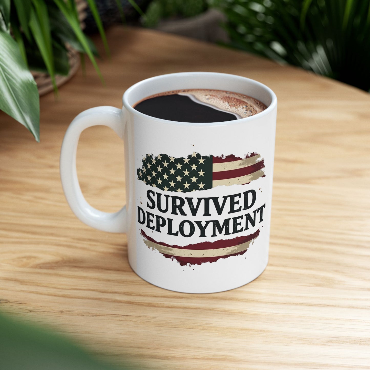 National Guard Survived Deployment Flag Mug, Army National Guard, Veteran Appreciation Gift, Military Coffee Cup