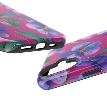 African Violet Floral Magnetic Tough Case, Summer Iphone Case, Wildflower Case, Flower Phone Cover, Stylish Phone Case