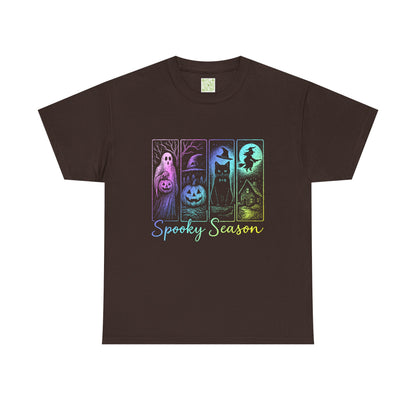 Halloween Pumpkin Shirt featuring spooky graphics for the fall season, perfect for embracing the festive spirit.