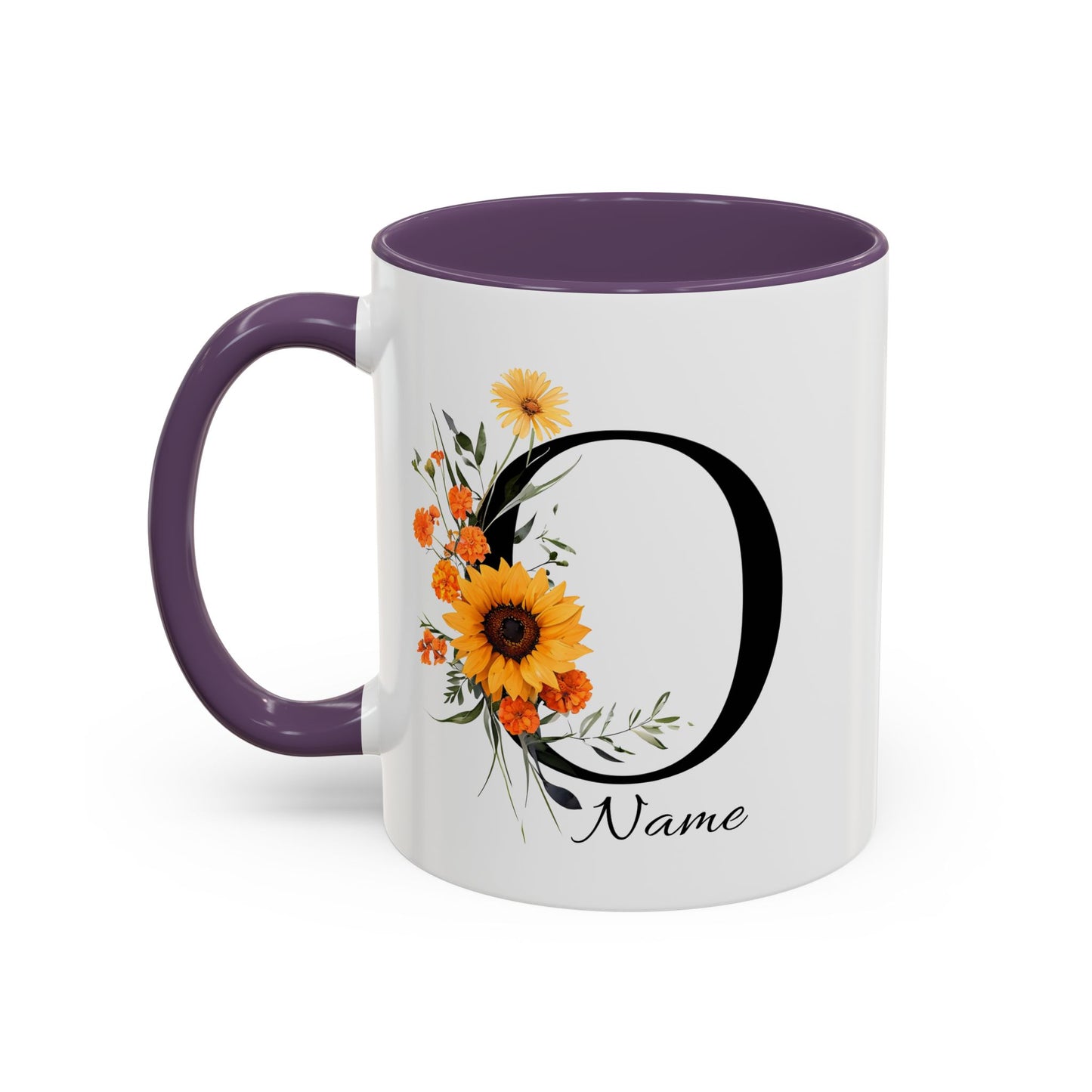 Personalized Floral Monogram - Letter O - Elegant Accent Coffee Mug – Personalized Mothers Day Gift