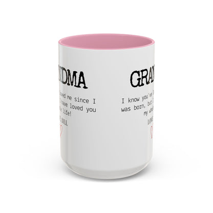Personalized Grandma Mug, Gift from Grandchild, Custom Message Coffee Cup, Grandma Birthday Gift, Mother’s Day Mug, Sentimental Gift for Grandma