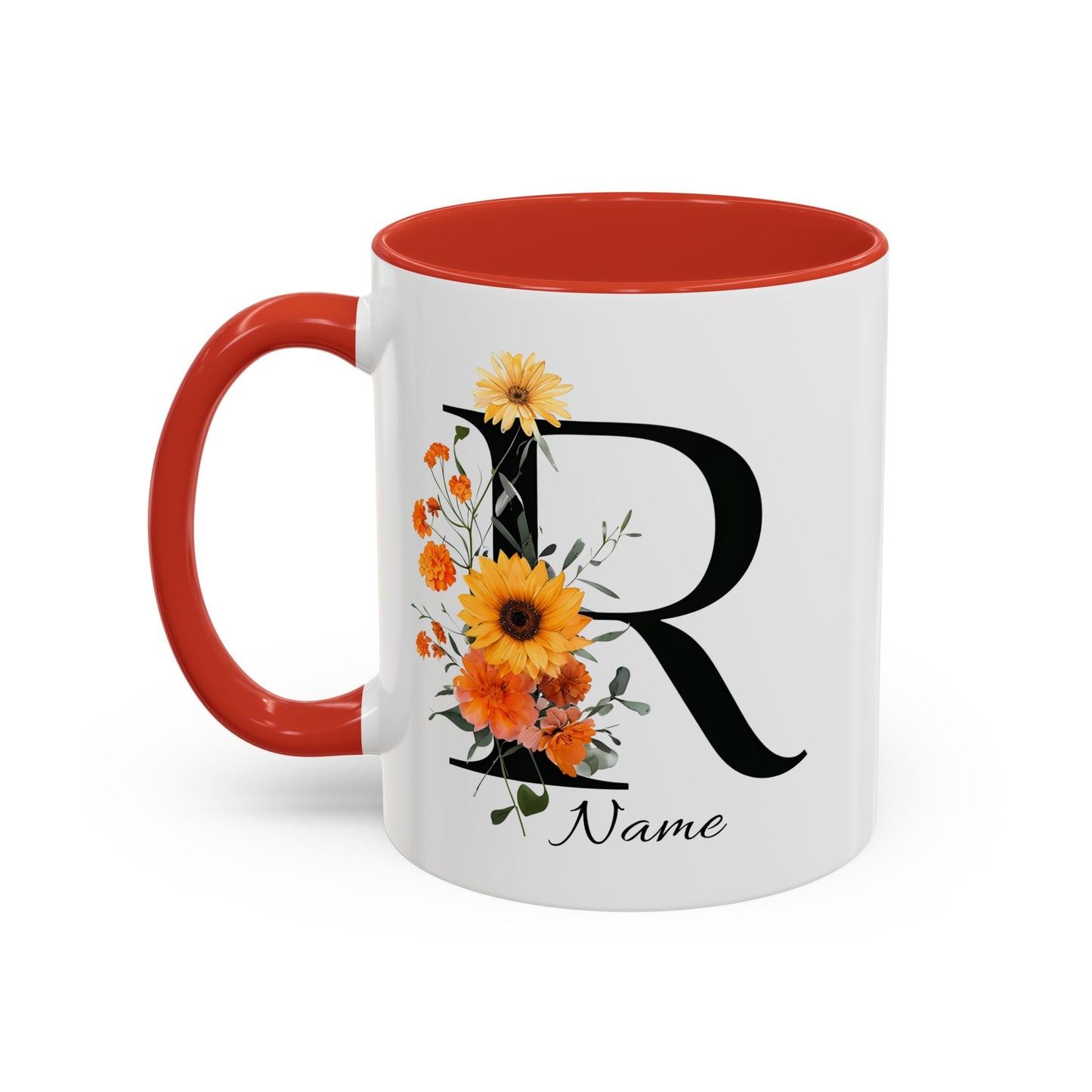 Personalized Floral Monogram - Letter R - Elegant Accent Coffee Mug – Personalized Mothers Day Gift