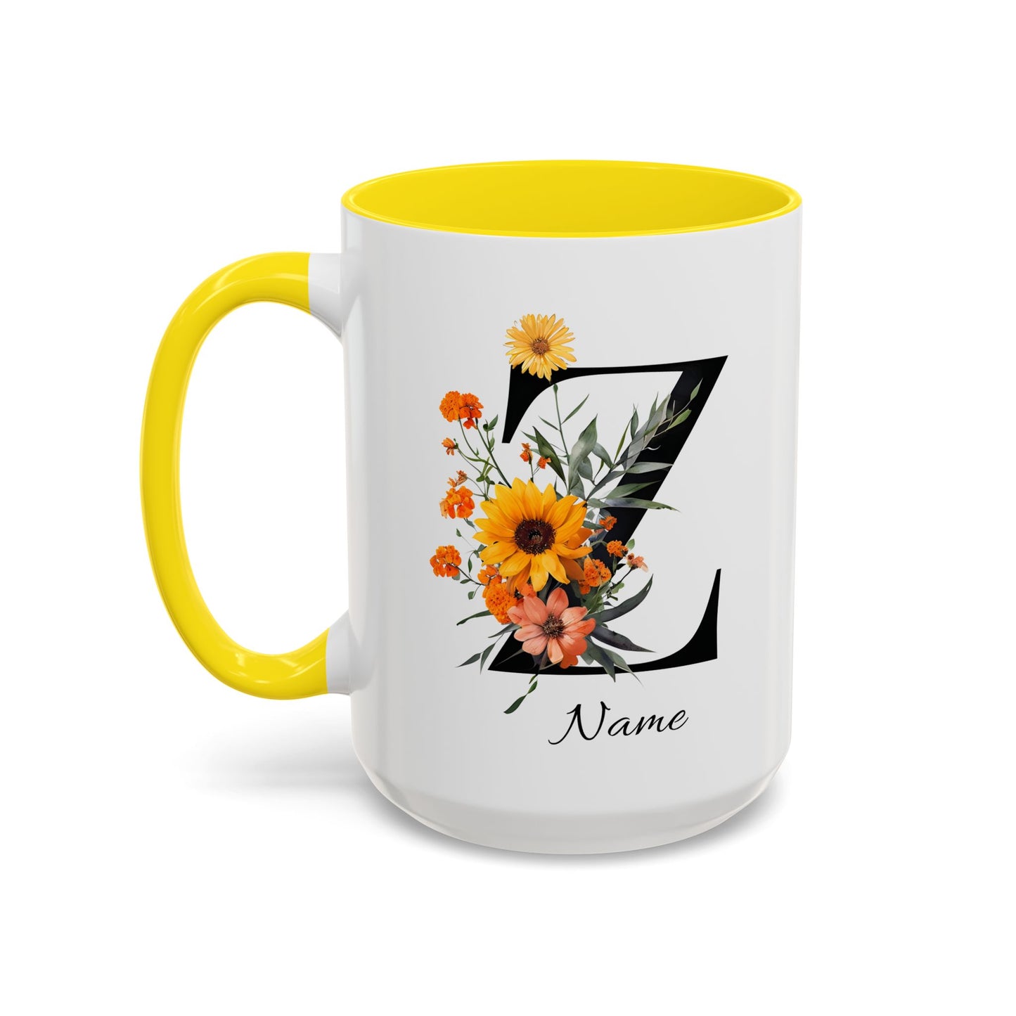 Personalized Floral Monogram - Letter Z - Elegant Accent Coffee Mug – Personalized Mothers Day Gift