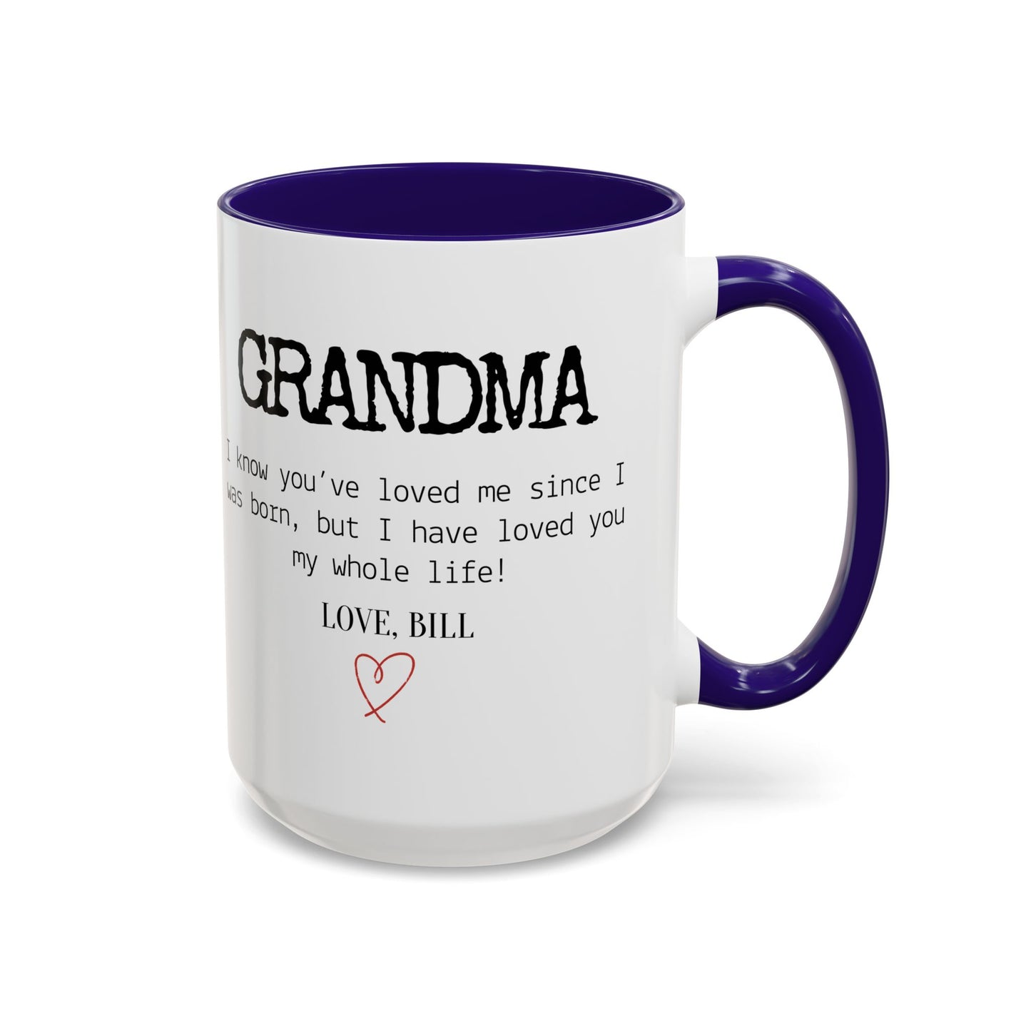 Personalized Grandma Mug, Gift from Grandchild, Custom Message Coffee Cup, Grandma Birthday Gift, Mother’s Day Mug, Sentimental Gift for Grandma