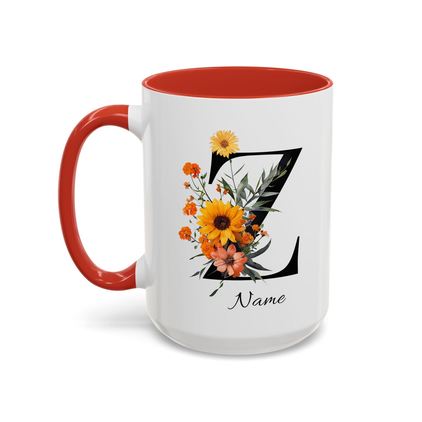 Personalized Floral Monogram - Letter Z - Elegant Accent Coffee Mug – Personalized Mothers Day Gift