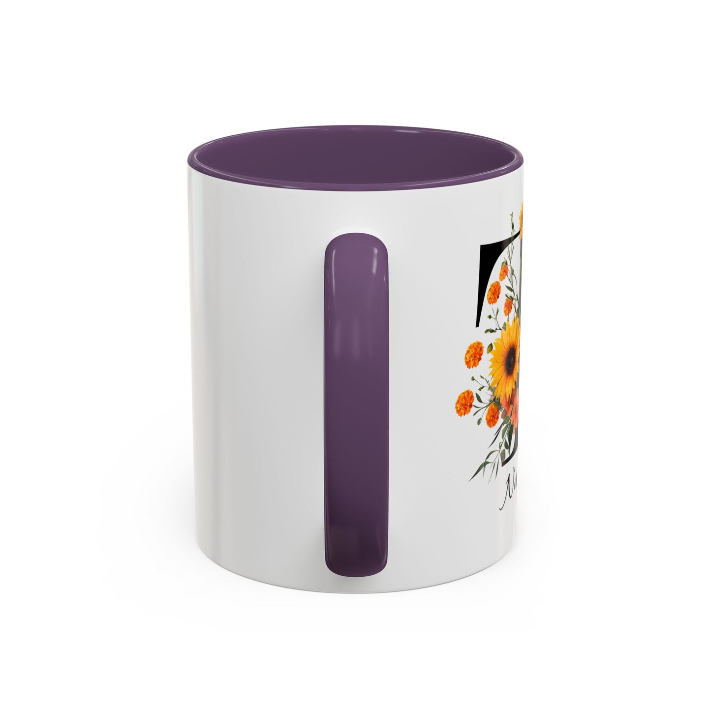 Personalized Floral Monogram - Letter T - Elegant Accent Coffee Mug – Personalized Mothers Day Gift