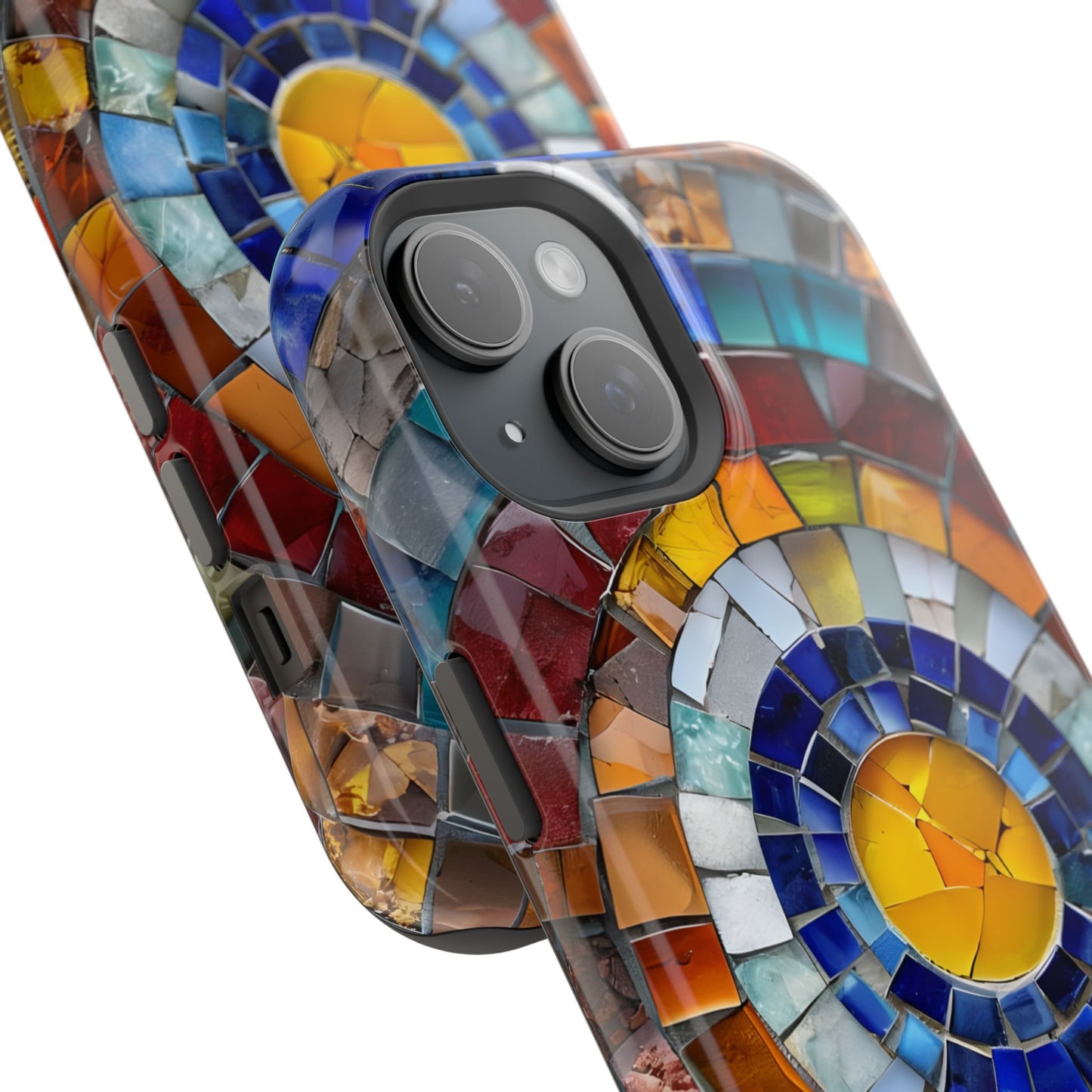Magnetic Mosaic Phone Case, Trendy iPhone Case, Unique Design, Faux Stained Glass, Custom Phone Cover, Wireless Charging