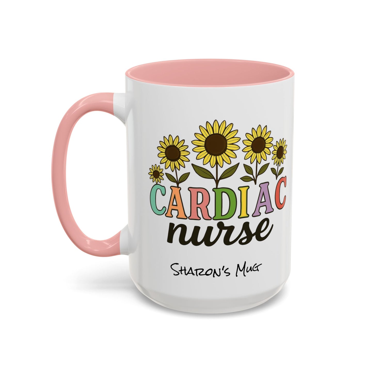 Cardiac Nurse Sunflower Accent Coffee Mug, CVICU Nurse Mug, Cardiac Nursing Grad Gift, Cardiac ICU Nurse, Cardiology RN NP